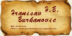 Hranisav Burkanović vizit kartica